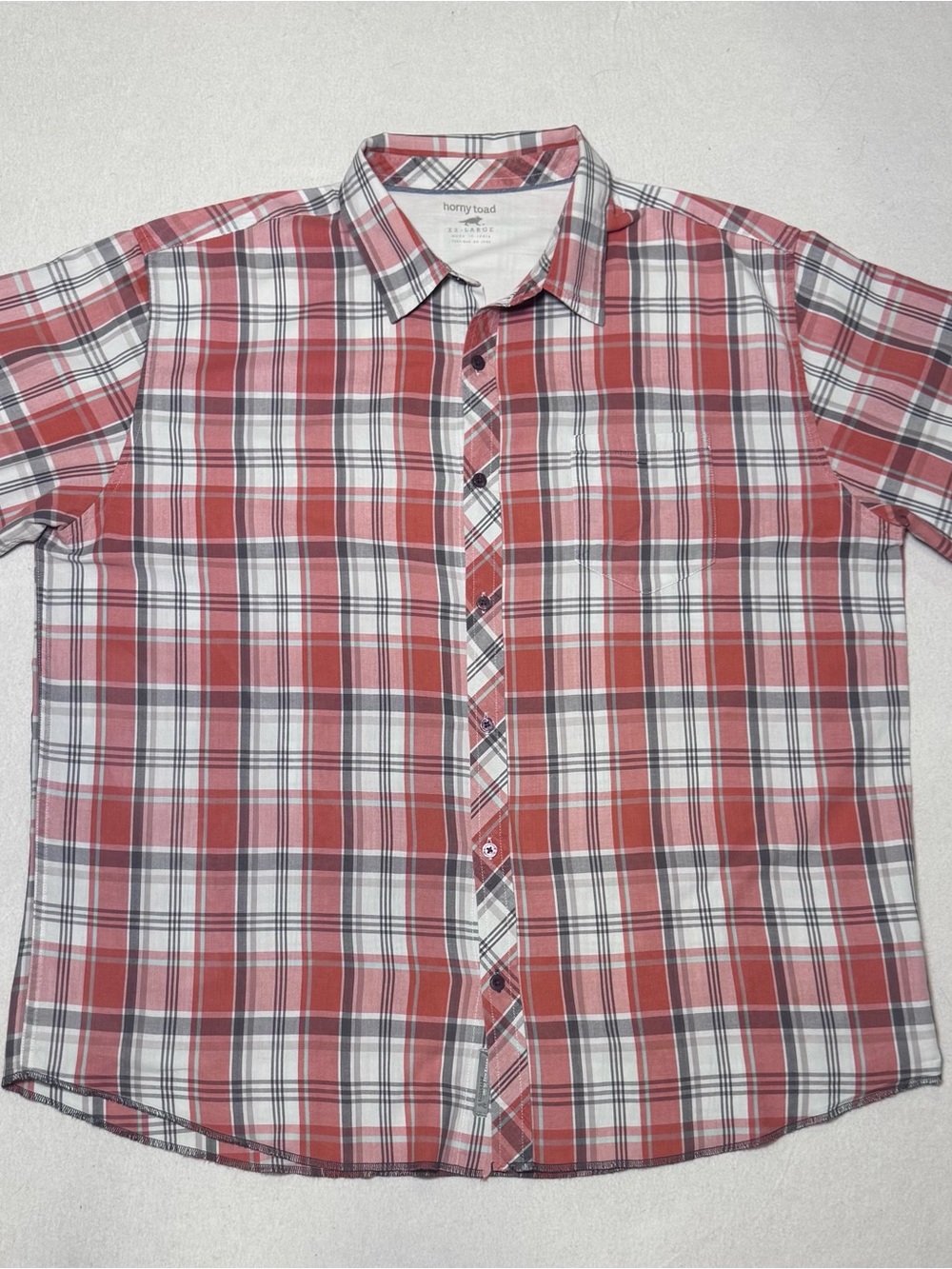 Horny Toad Organic Cotton Red & White Plaid Button-Down Shirt Toad & Co